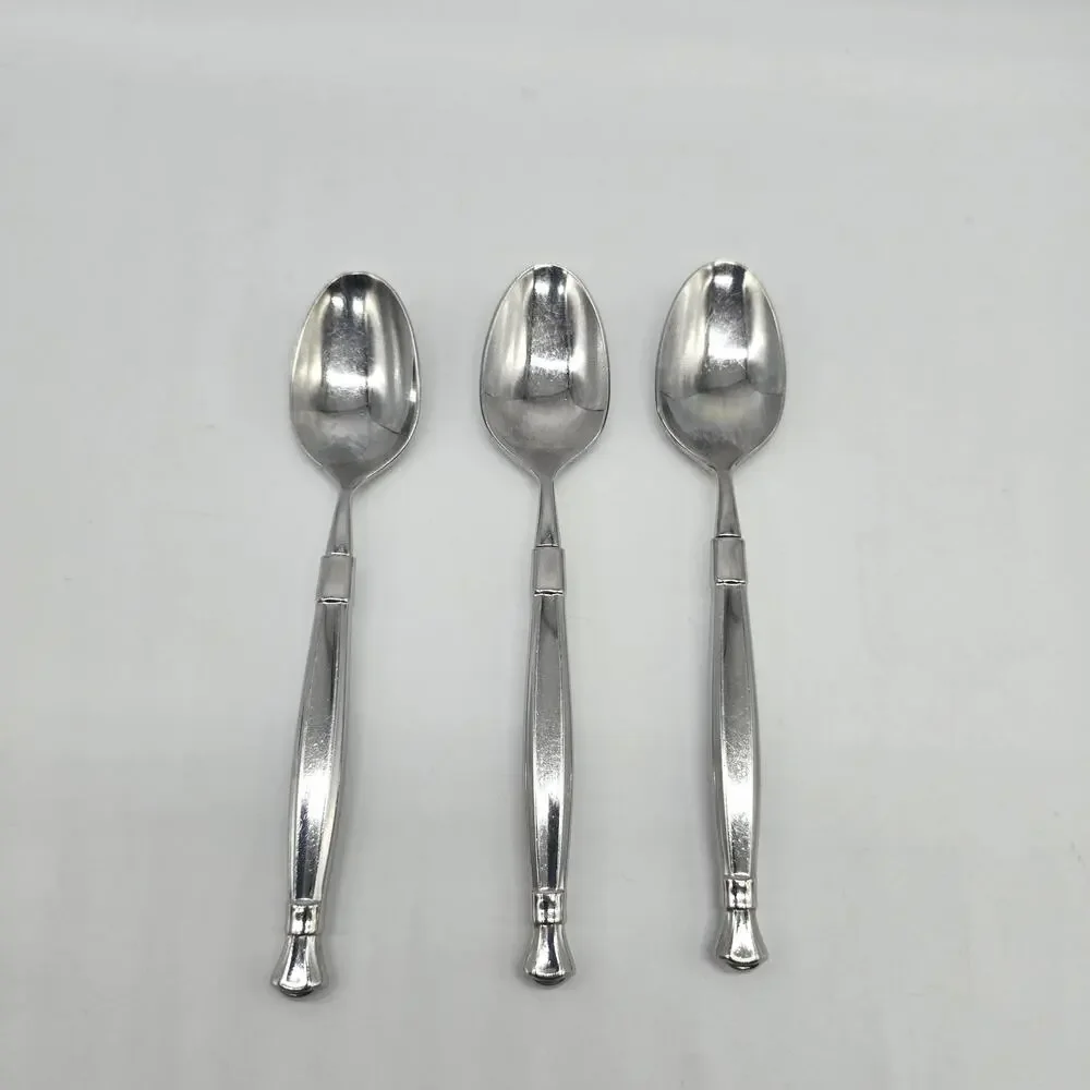 Oneida Act 1 Glossy Stainless Heirloom Cube Flatware 3 Teaspoons / Soup Spoons